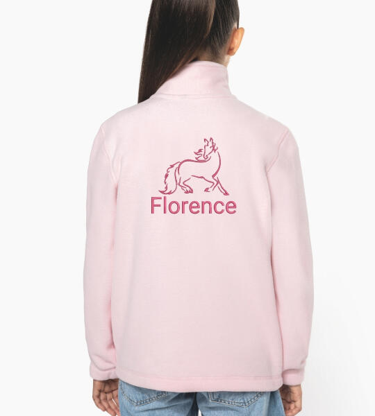 Kinderfleecevest met paardenlijntekening + naam